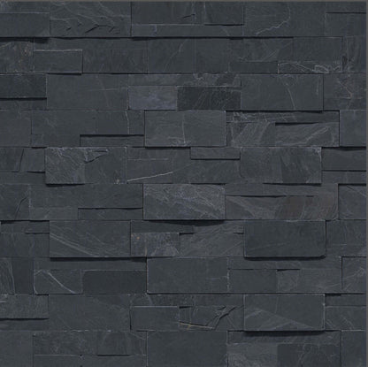 Premium Black XL Slate Splitface 9×24 Ledger Panel - Hey Tiles