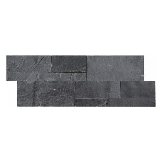 Premium Black XL Slate Splitface 9×24 Ledger Panel - Hey Tiles