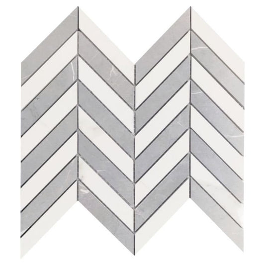 Prestigio Statuario - Impero Mix Lucido Chevron 10 x 12 - Hey Tiles