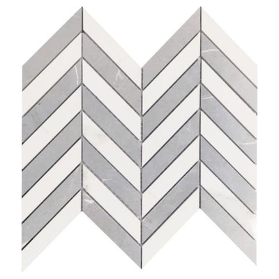 Prestigio Statuario-Impero Mix Lucido Chevron 10 x 12 - Hexagon Interiors