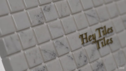 White Carrara Marble Square 5/8″ X 5/8 Mosaic Tile