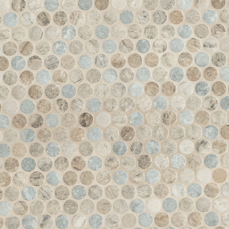 MSI Stonella Penny Round mosaic detail