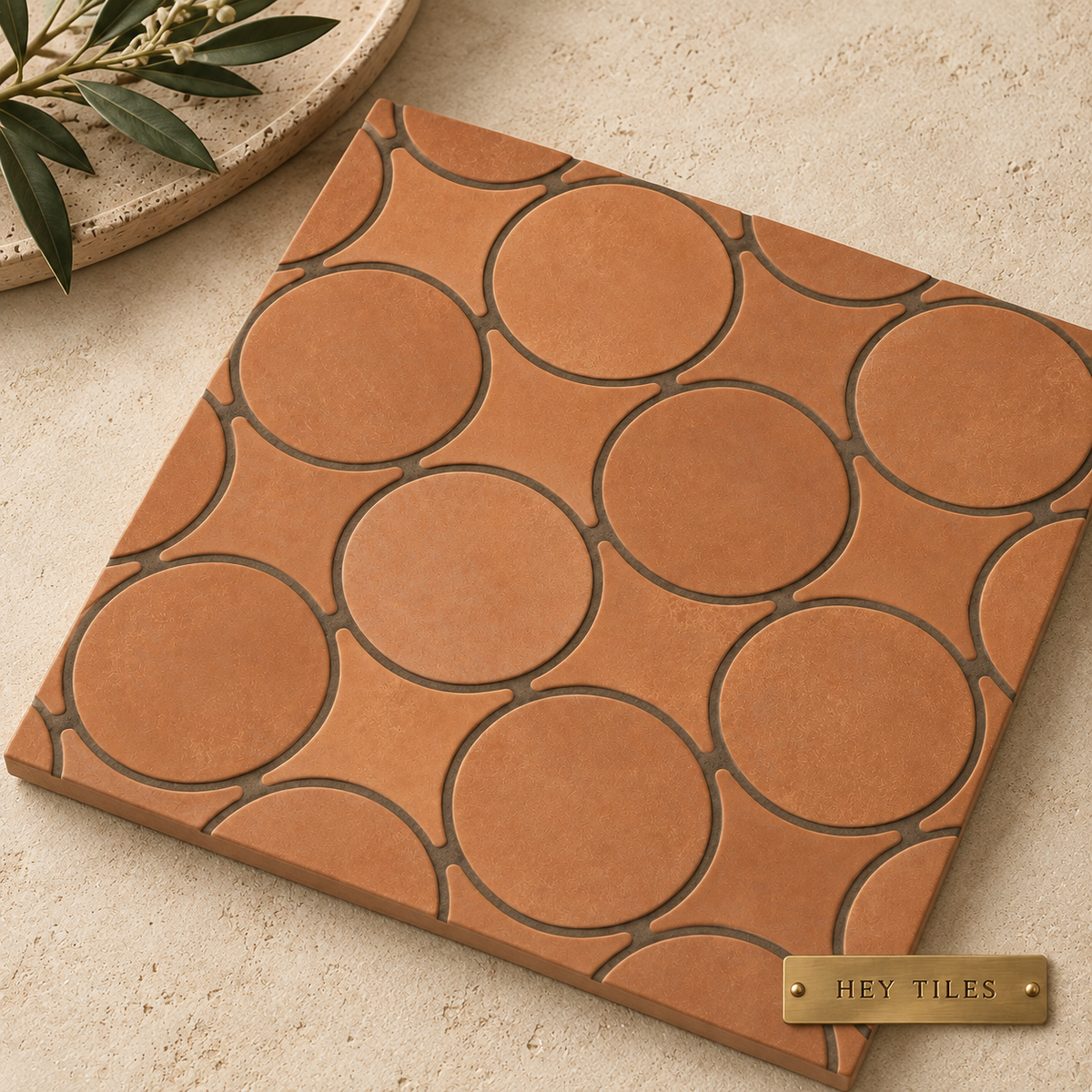 Terracotta Halo Matte porcelain mosaic detail - HeyTiles