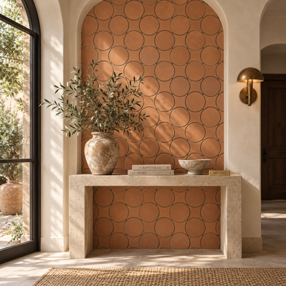 Terracotta Halo Matte installed feature wall - HeyTiles