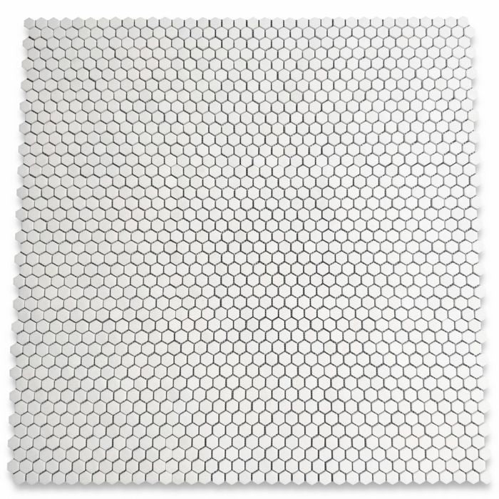 Thassos White Marble 1" Mini Hexagon Mosaic Tile - Hey Tiles