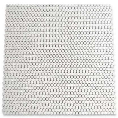 Thassos White Marble 1" Mini Hexagon Mosaic Tile - Hey Tiles