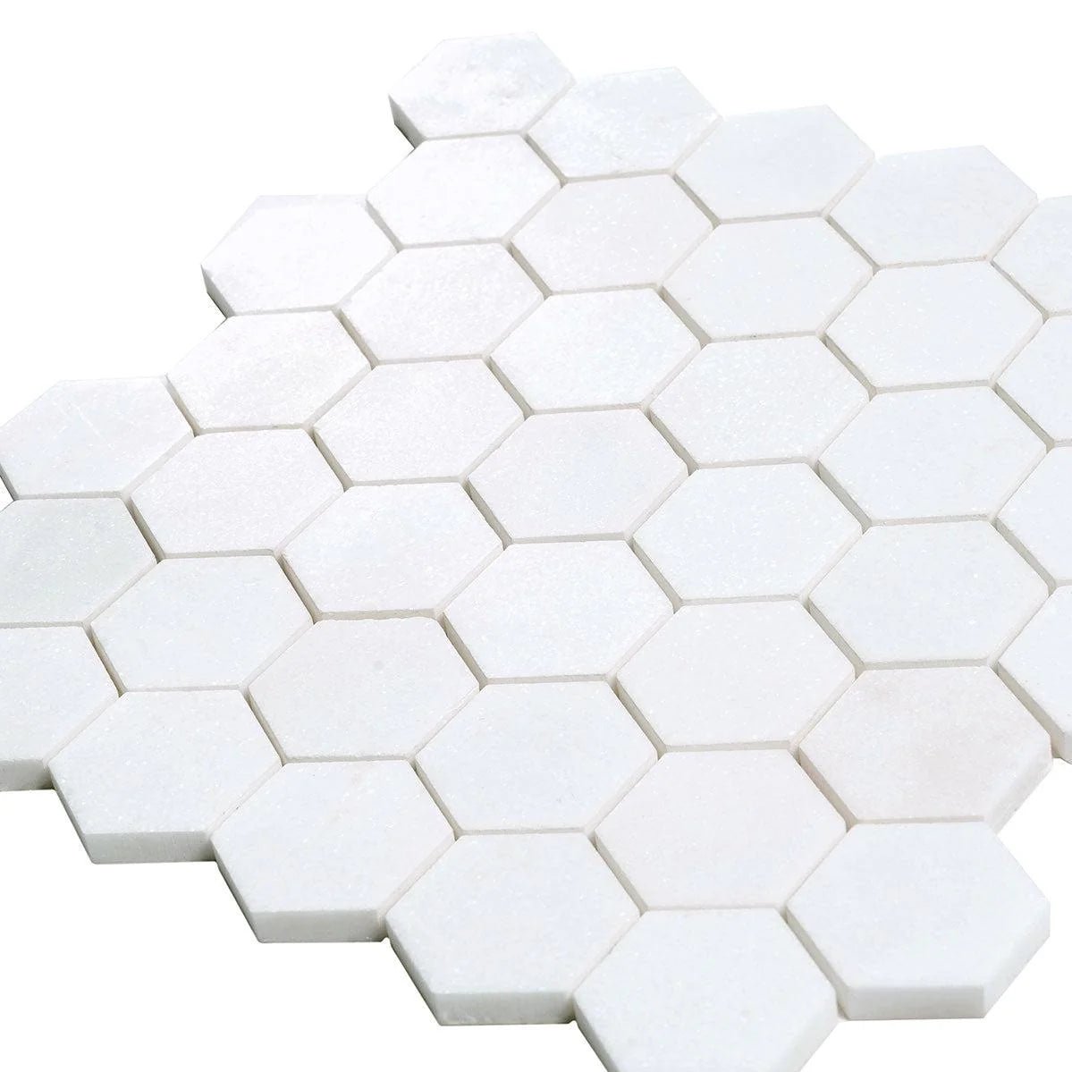 Thassos White Marble 2" Hexagon Mosaic Tile - Hey Tiles