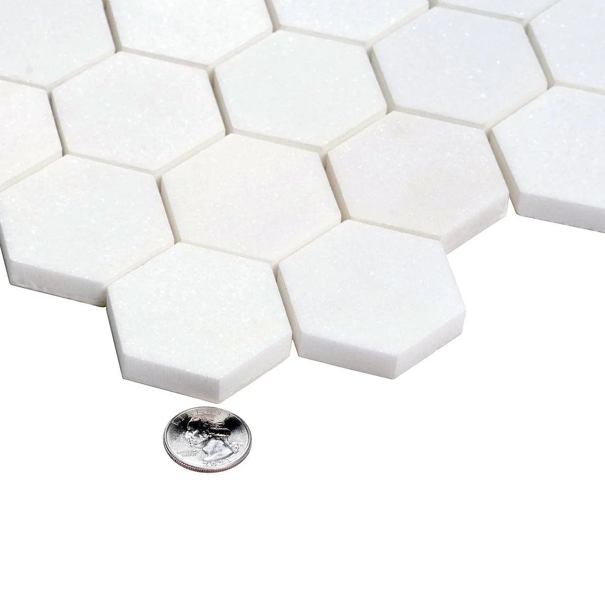 Thassos White Marble 2" Hexagon Mosaic Tile - Hey Tiles