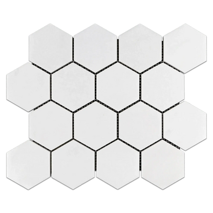 Thassos White Marble 3" Hexagon Mosaic Tile - Hey Tiles