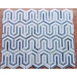 Thassos White Marble Berlinetta Mosaic Tile W / Blue - gray - Hey Tiles