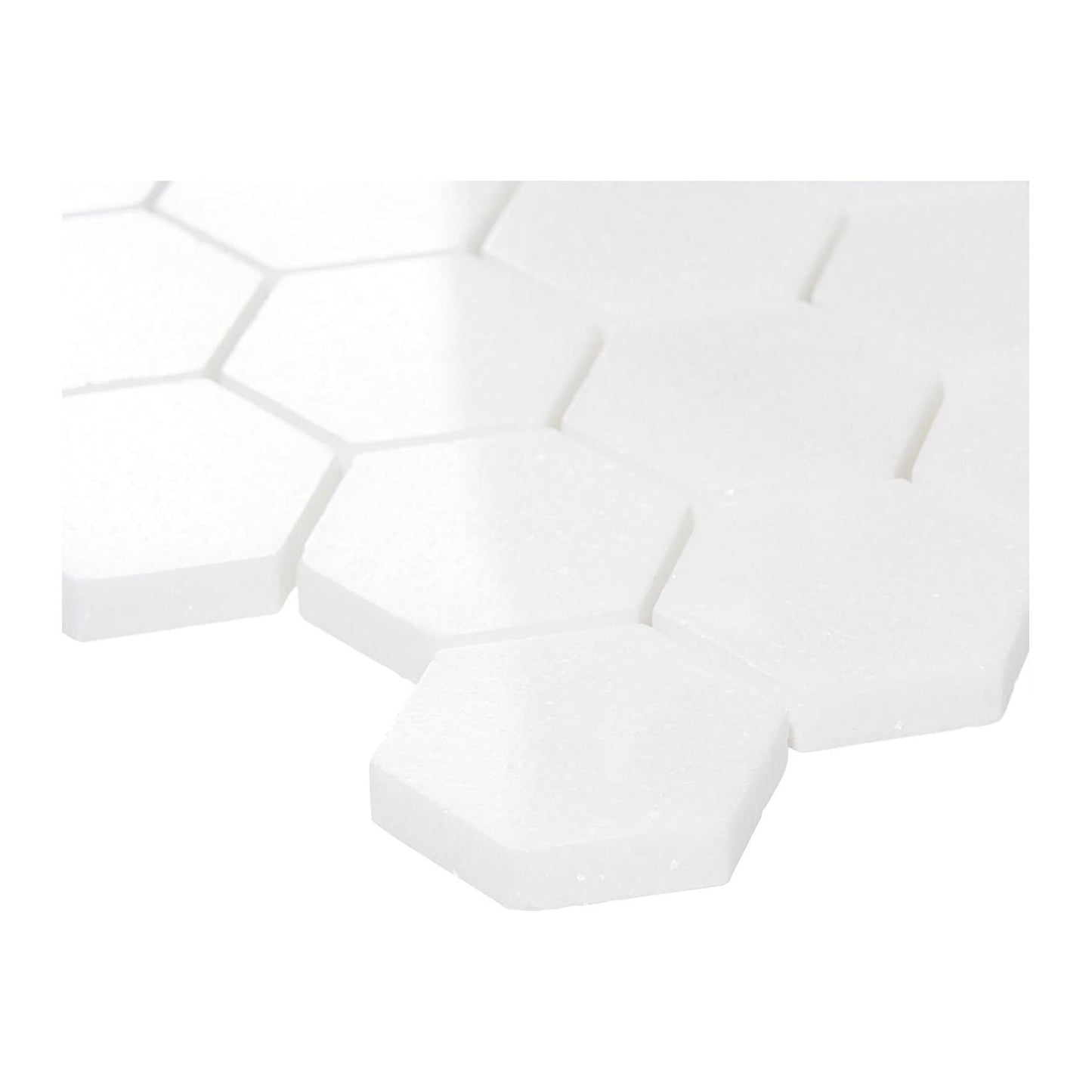 Thassos White Marble Honed 2" Hexagon Mosaic Tile - Hey Tiles