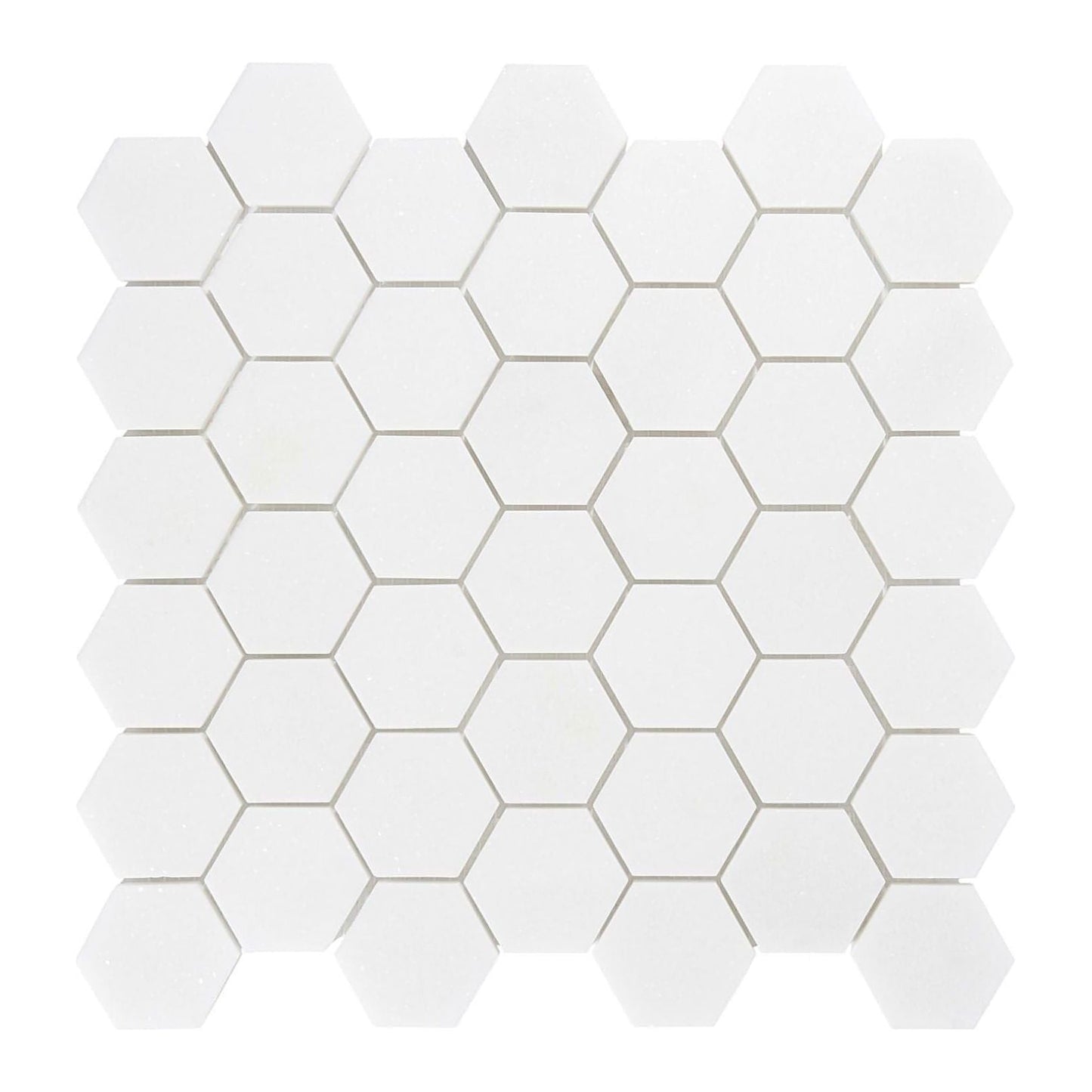 Thassos White Marble Honed 2" Hexagon Mosaic Tile - Hey Tiles