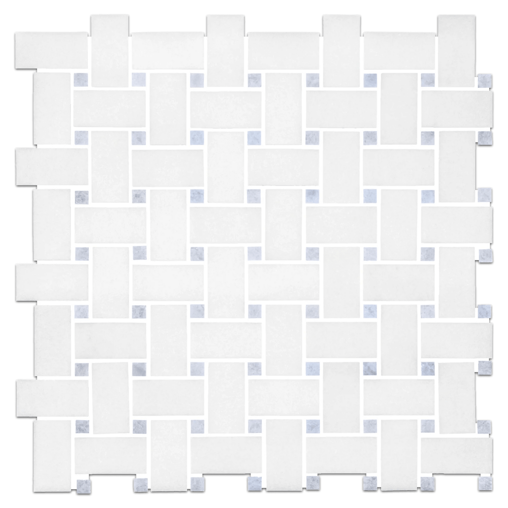 Thassos White with Blue Dots BasketWeave 12x12 Polished