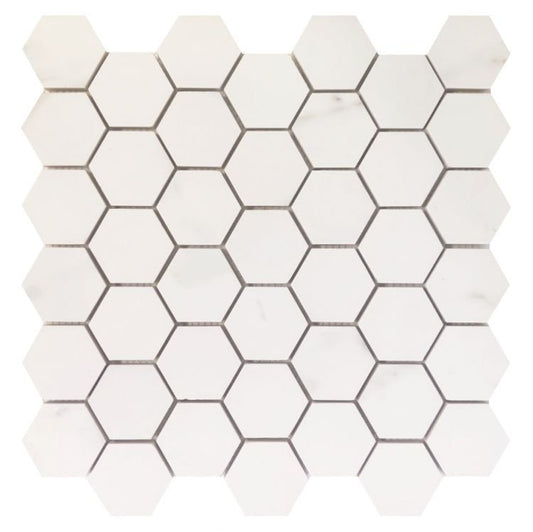 Trilogy Calacatta White Soft 2 x 2 Hexagon 12 x 12 - Hey Tiles