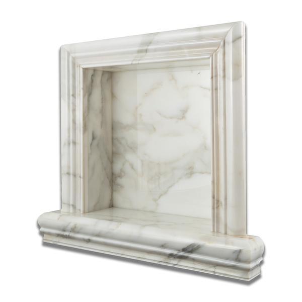 Tuscan Calacatta Gold Marble Shower Shampoo Niche – Small – product view
