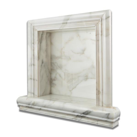 Tuscan Calacatta Gold Marble Shower Shampoo Niche – Small – product view