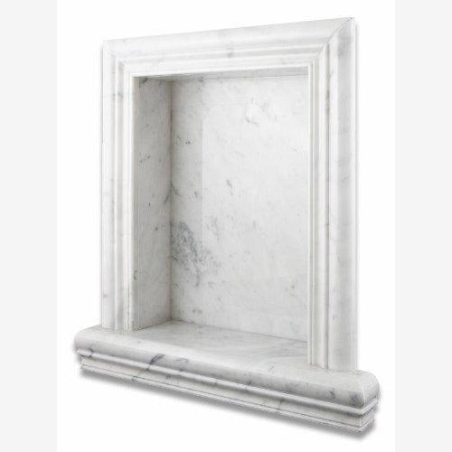 Tuscan Carrara White Marble Shower Shampoo Niche – Large – detail 3