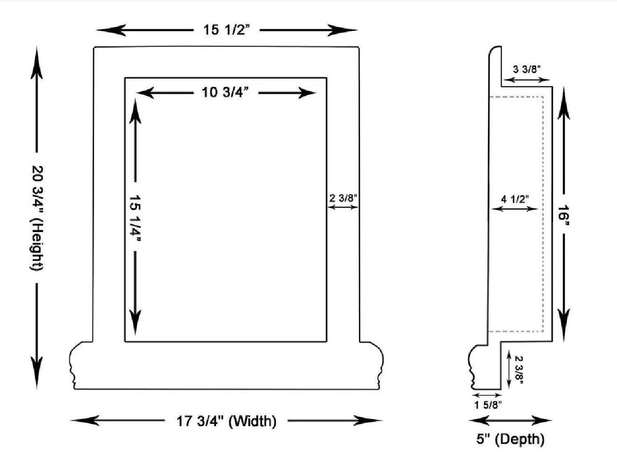 Tuscan Carrara White Marble Shower Shampoo Niche – Large – dimension drawing