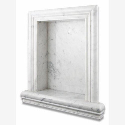 Tuscan Carrara White Marble Shower Shampoo Niche – Small – product view