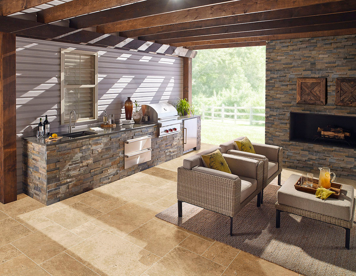 MSI Tuscany Beige 24" x 24" x 3 cm Tumbled Travertine Paver - lifestyle view 3