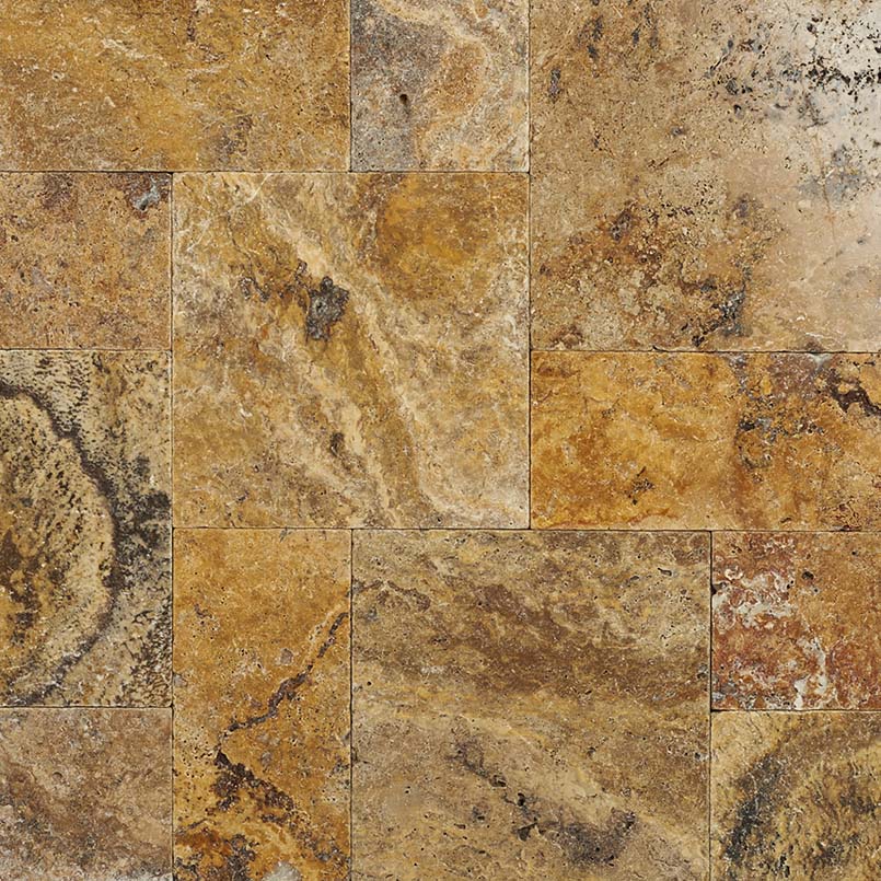 MSI Tuscany Scabas 20-Kit Mini Pattern 150 Sq Ft Tumbled Travertine Paver Set - lifestyle view 1