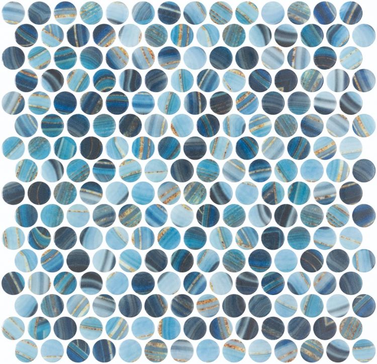 Vanguard Penny Onyx Blue 11.25 x 11.25 Mosaic Tile