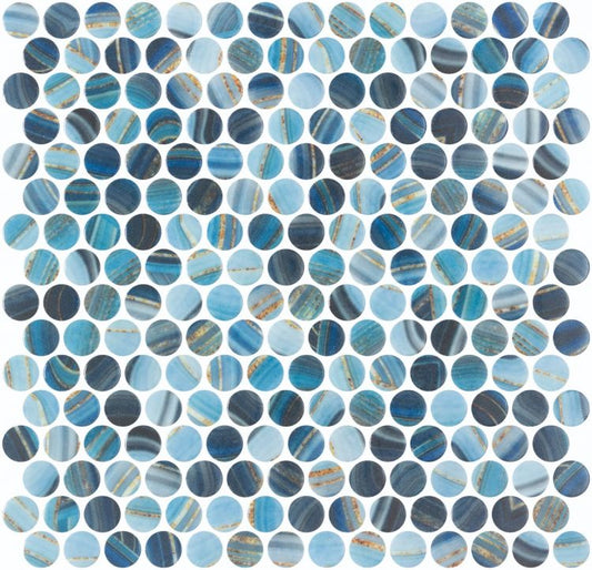 Vanguard Penny Onyx Blue 11.25 x 11.25 Mosaic Tile