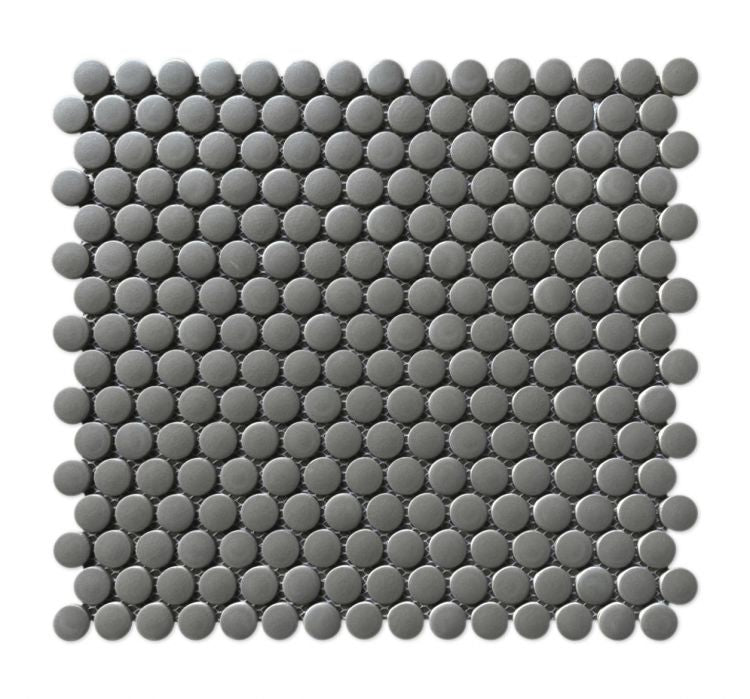 Penny Round Dark Grey Grip 11.5 x 12.25 Mosaic Tile