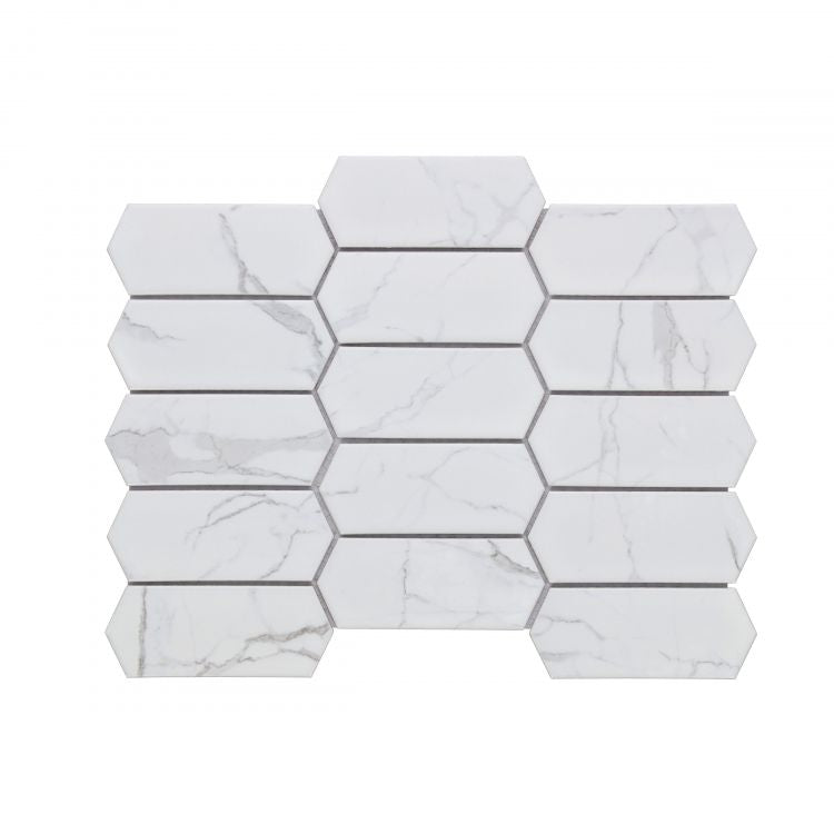 Picket Statuario Matte 10.25 x 13.5 Mosaic Tile