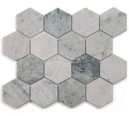 Hexagon Green 3 x 3 10.25 x 11.75 Mosaic Tile