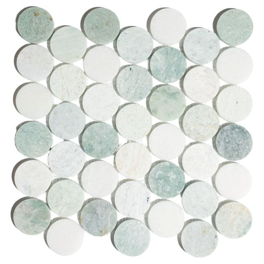 Penny Marble Large Green 11.75 x 12 Mosaic Tile