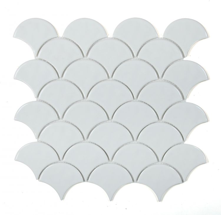 Snowglass Scale Ripple Polished 11.5 x 12 Mosaic Tile