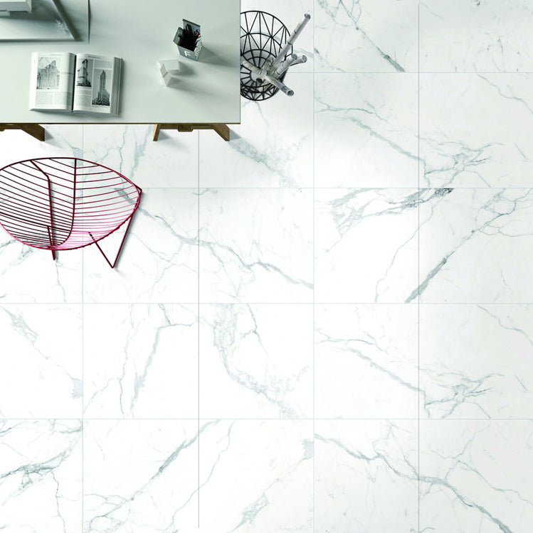 Malaysia Carrara Pre Matte 24 x 24 Marble Laminated Porcelain Tile