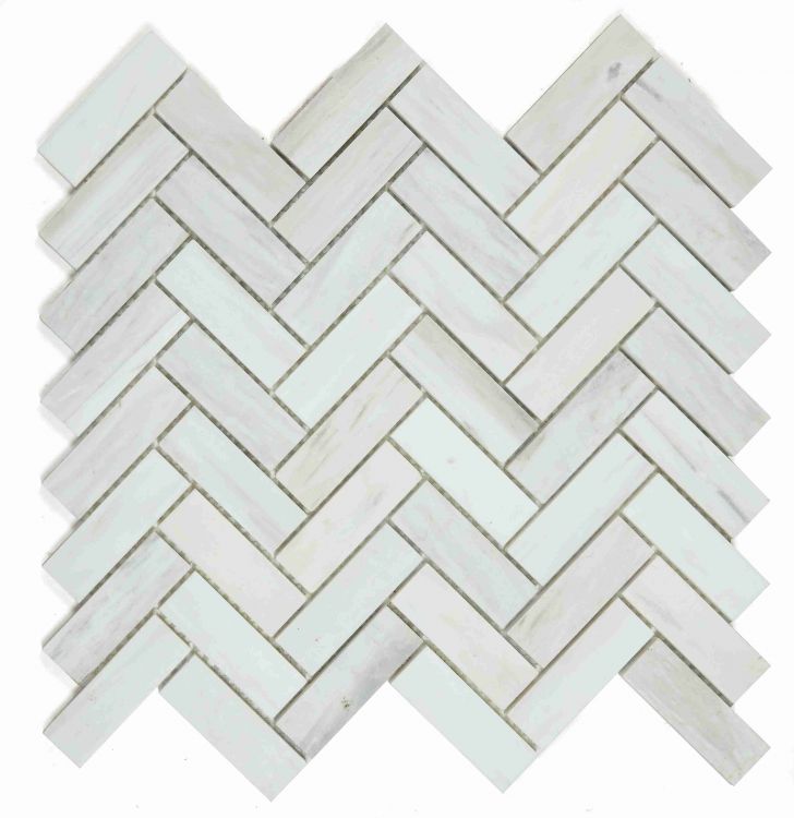 Herringbone Wooden White Honed 12 x 12.75 Mosaic Tile