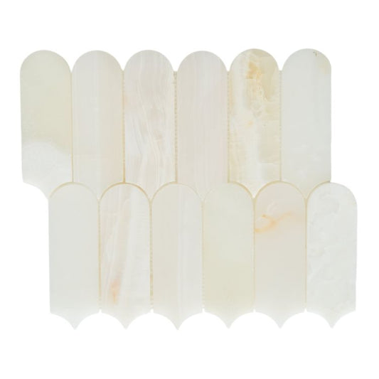 Piano Onyx White Polished 10 x 11.75 Mosaic Tile