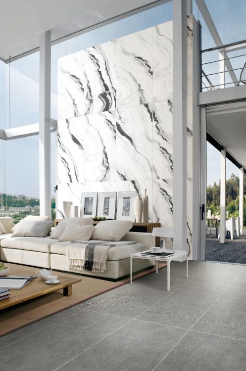 Panda White Polished 24 x 48 Marble Laminated Porcelain Tile