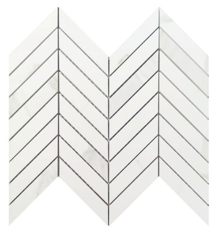 Prestigio Calacatta Soft Chevron 10 x 12 Italian Porcelain Mosaic
