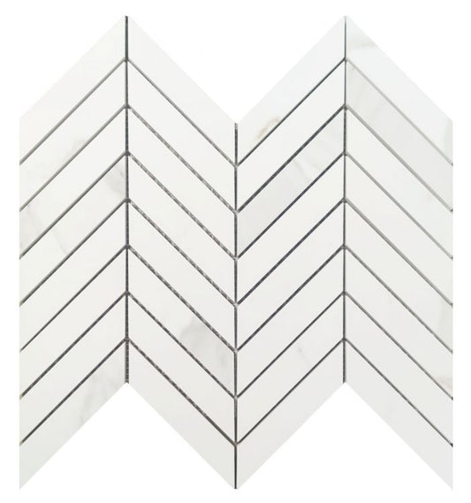 Prestigio Calacatta Soft Chevron 10 x 12 Italian Porcelain Mosaic