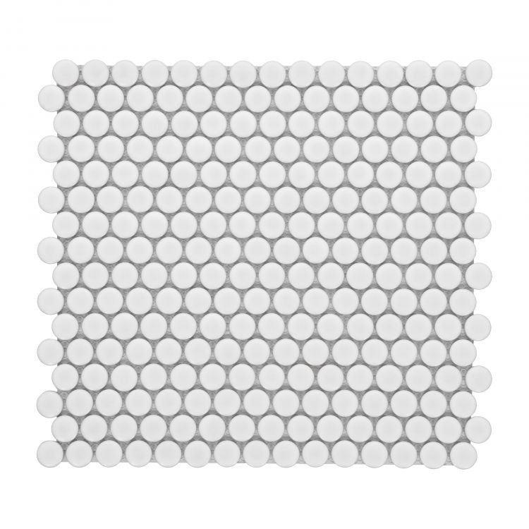 Penny Round White Matte 11.5 x 12.25 Mosaic Tile