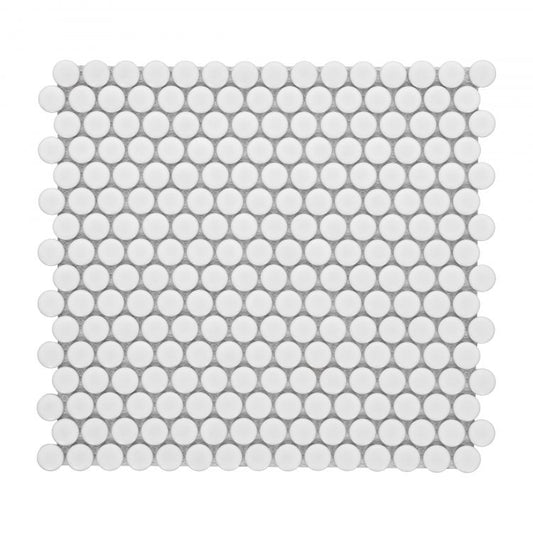 Penny Round White Matte 11.5 x 12.25 Mosaic Tile