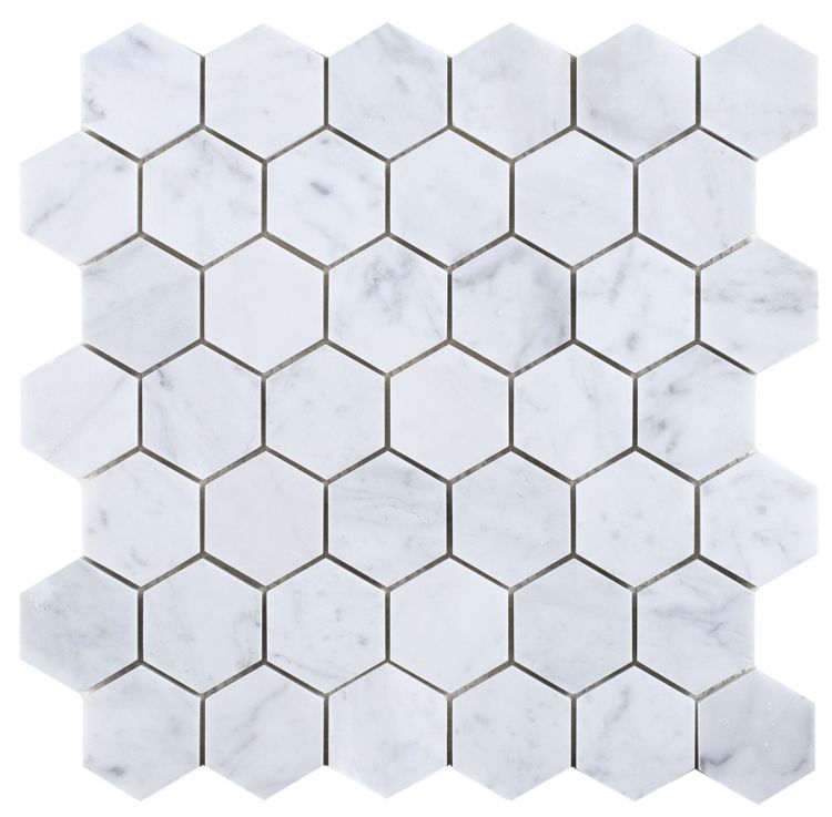 Hexagon Carrara Honed 2 x 2 11.75 x 12 Mosaic Tile