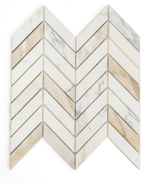 Chevron Calacatta Gold Polished 11 x 11 Mosaic Tile