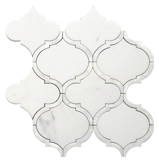 Alice Pearl Snow White 11.5 x 12 Mosaic Tile
