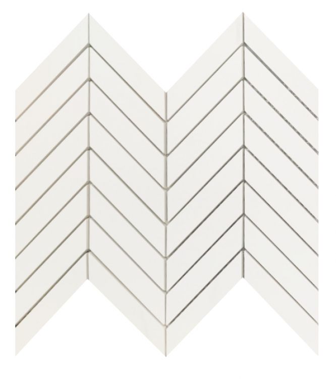 Prestigio Dolomite Lucido Chevron 10 x 12 Italian Porcelain Mosaic