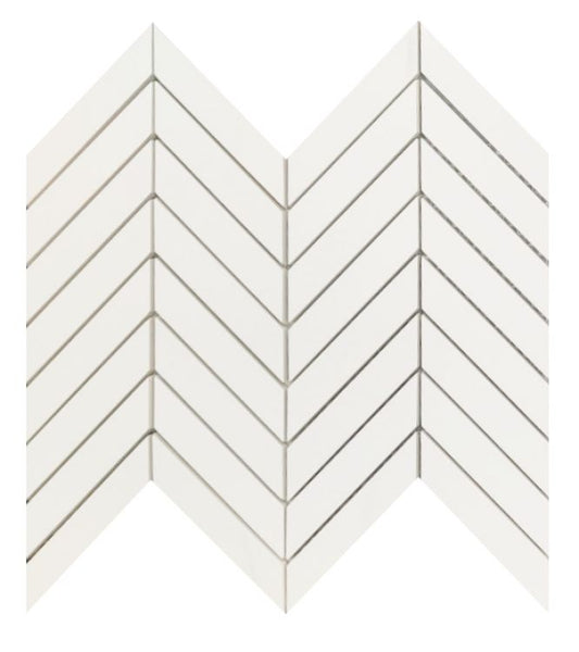 Prestigio Dolomite Lucido Chevron 10 x 12 Italian Porcelain Mosaic