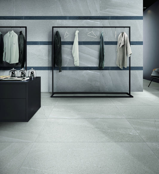 Malaysia Grant Grey 24 x 24 Marble Laminated Porcelain Tile