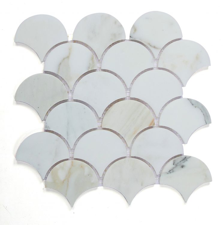 Dragon Scale Calacatta Gold Honed 9.75 x 10 Mosaic Tile