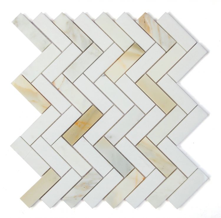 Herringbone Sunrise Polished 11 x 12.5 Mosaic Tile