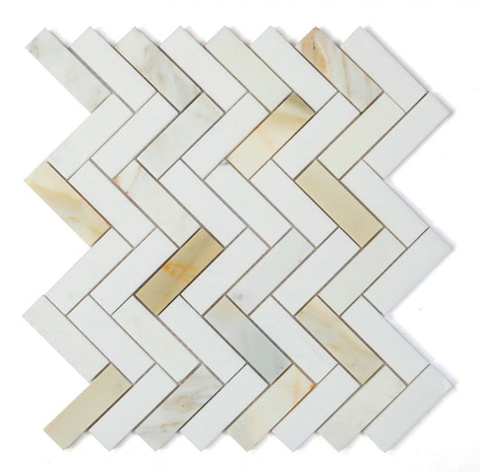 Herringbone Sunrise Polished 11 x 12.5 Mosaic Tile