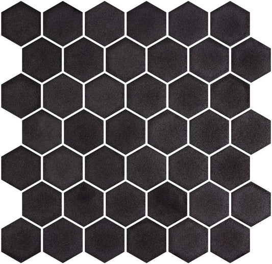 Stoneglass XL Black 11.25 x 11.25 Mosaic Tile